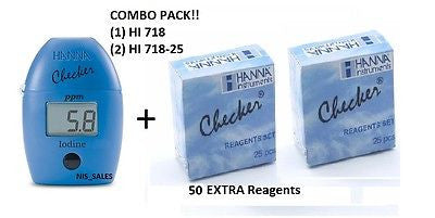 COMBO PACK! Hanna HI 718 Checker HC Iodine Photometer + (50) HI718-25