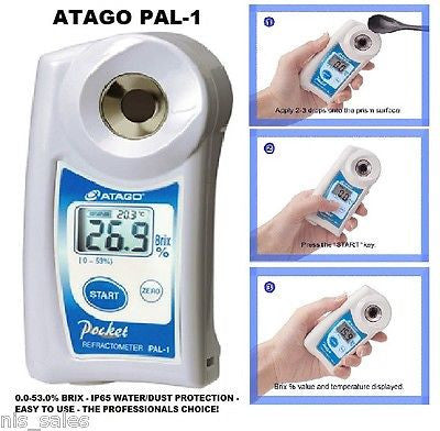 Atago PAL-1 Digital 0-53% Brix Refractometer Fruit Veg Sugar Food