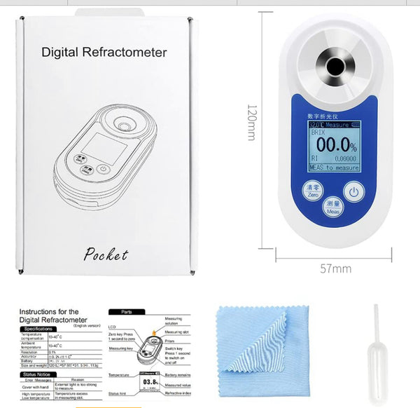 Digital Brix Refractometer, 0‑55% Portable Pocket Brix