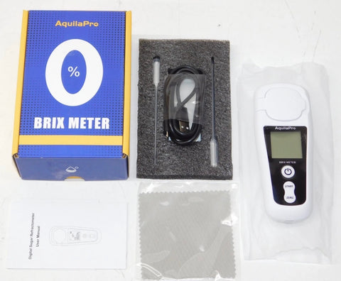 AQUILAPRO 0-55%Digital Brix Refractometer w/ ATC, +/-.2% Accuracy, USB Power