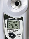 A close-up of the ATAGO PAL-RI refractive index meter showing a reading of 3425 on its digital display screen.
