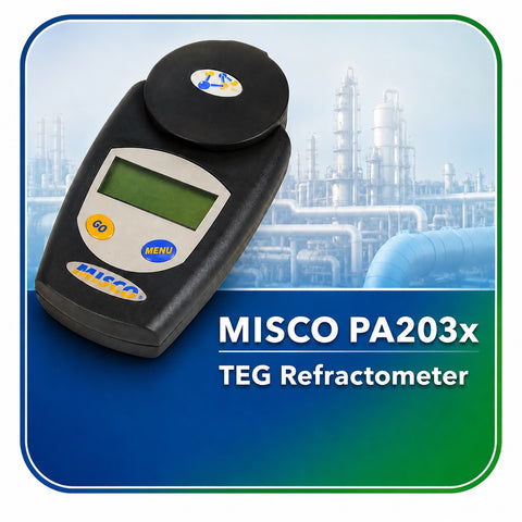 The Best Refractometer for the job is MISCO PA203x TEG Refractometer used to dehydrate natural gas.