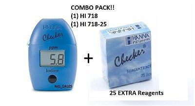 Hanna HI 718 Checker HC Iodine Meter Photometer + HI718-25 (25) Reagents, Combo Pack!