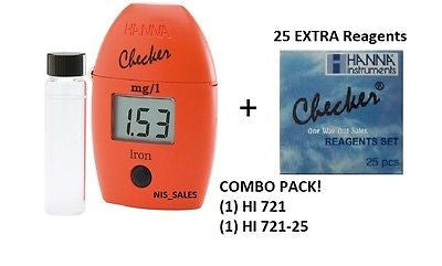 $54.75 Hanna HI 721 Checker HC Iron Photometer + (25) HI721-25 Reagents FREE S&H