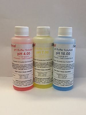 3-Pack pH Meter Calibration Buffer Solution - 4, 7 & 10pH - 4oz/125ml Bottles