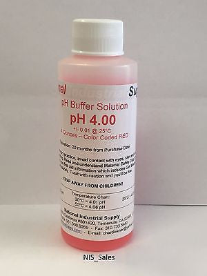 4.00pH Meter Calibration Buffer Solution - 4.00 pH 4oz (4 ounces)/120ml Bottle