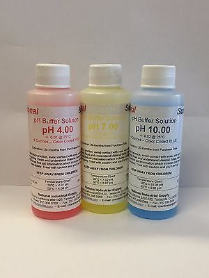 3-Pack pH Meter Calibration Buffer Solution - 4, 7 + 10pH - 4oz/125ml Bottles